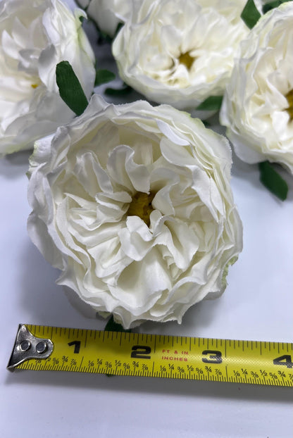 White Peony Artificial Flowers Head Rose White Cabbage Rose Ivory Wedding Fake Roses White Home Decor Flower White Wedding Supplies Craft