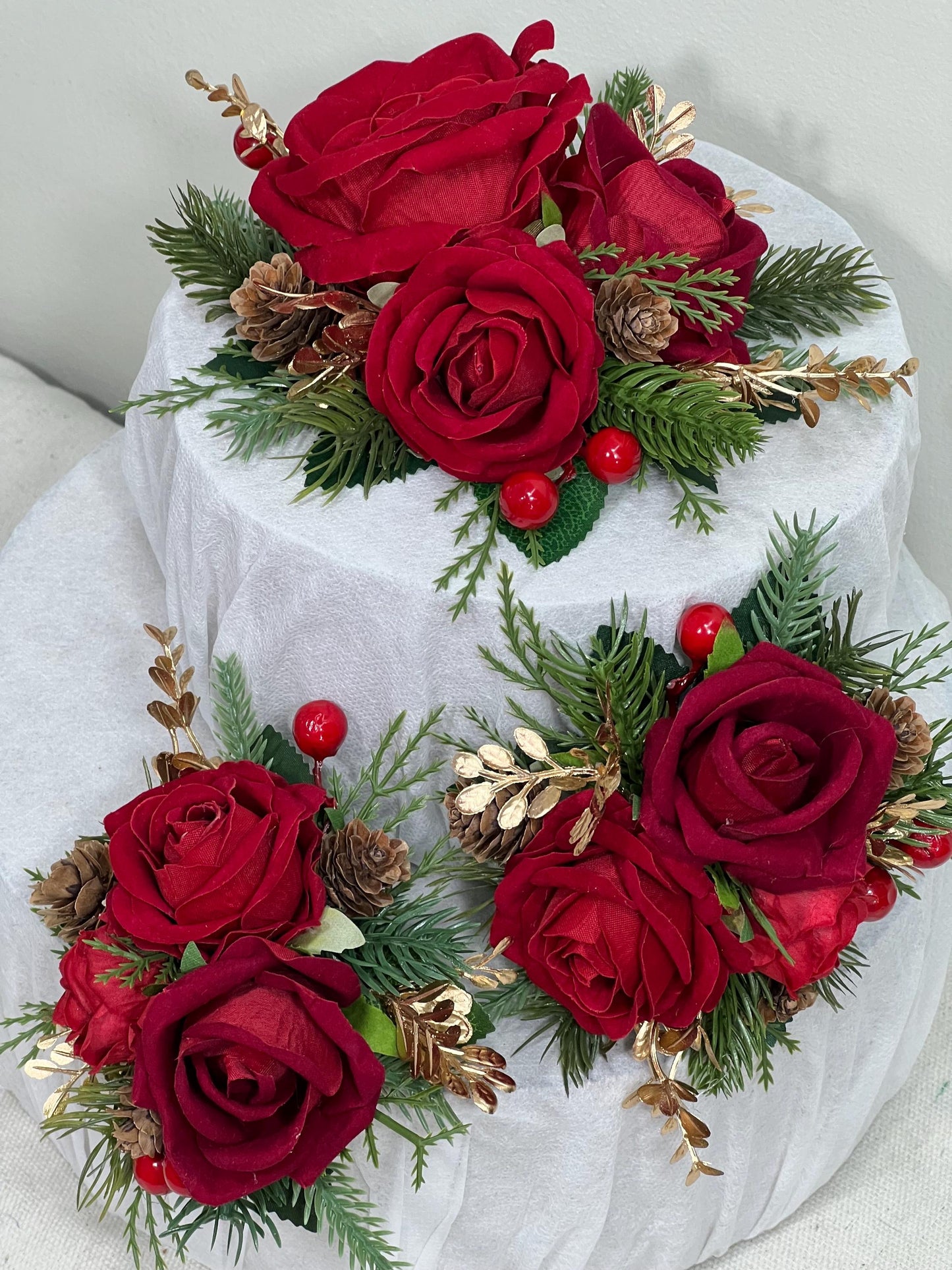 Cake Decoration Christmas Red Wedding Cake Topper Red Flower Decor Wedding Cake Arrangements Red Cake Decoration Winter Tree Pine Cone