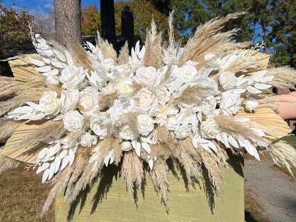 Home Decor White Swag Wall Decor Boho Backdrop Arch Arrangements Pampas Grass Nursery Decor White Palm Leaves Wall Decor Home