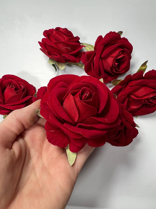 Red Rose Head 2 inch Wedding Decor Velvet Dark Red Rose Christmas Red Small Rose Wedding DIY Craft Supplies Red Rose Head Home Decor
