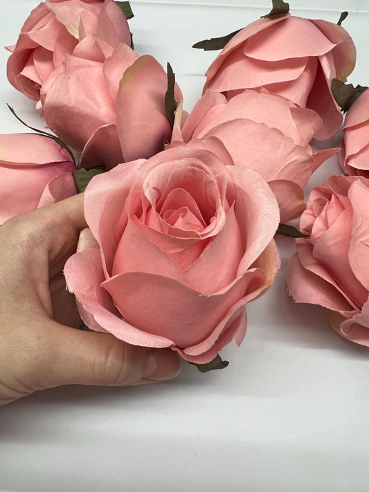 Pink Rose Peach Flower Coral Rose Head Wedding Pink Head Dusty Rose Wedding Roses Pink Home Decor Silk DIY Wedding Supplies Craft Pink Rose