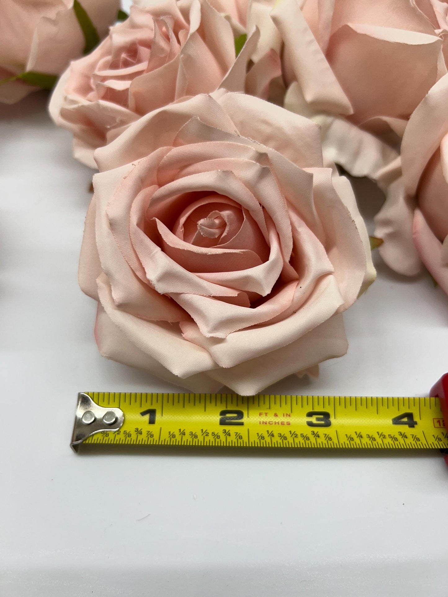 Blush Rose Head 3” Flower Wedding Pink Head Rose Dusty Wedding Fake Roses Blush Pink Home Decor Silk DIY Wedding Supplies Pale Pink Rose