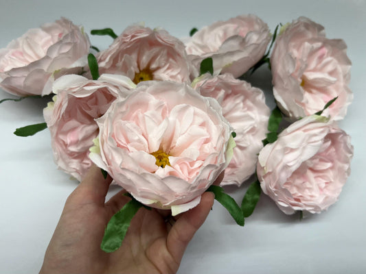 Blush Peony Head Flower Wedding Head Pink Rose Cabbage Wedding Fake Roses Pale Pink Home Decor DIY Silk Decorative Wedding Supplies Craft