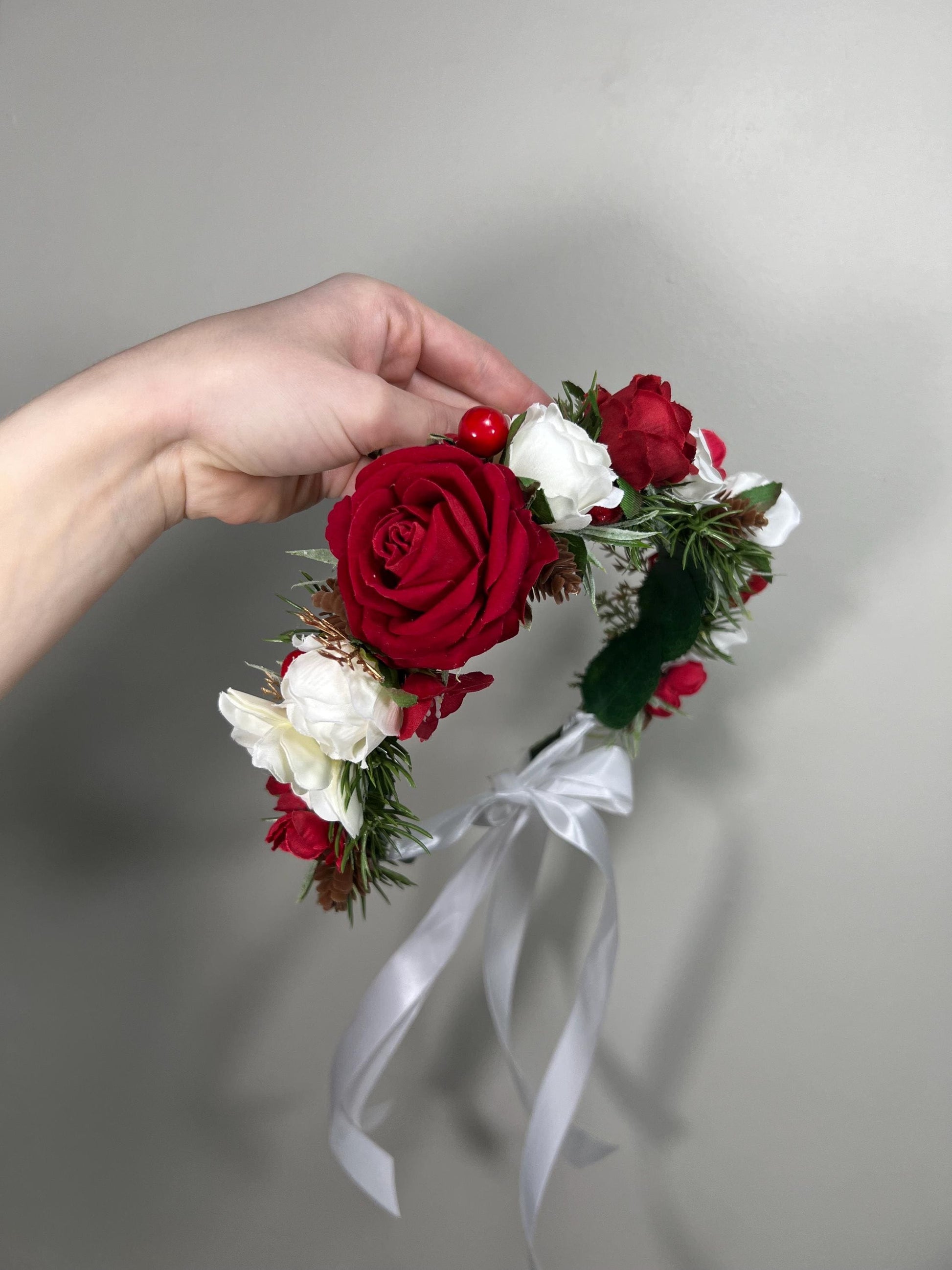 Flower Hair Comb Wedding White Christmas Head Piece Red Winter Hair Comb Bridal Wedding Hair Accessories Hair Comb Artificial Flower Reddit