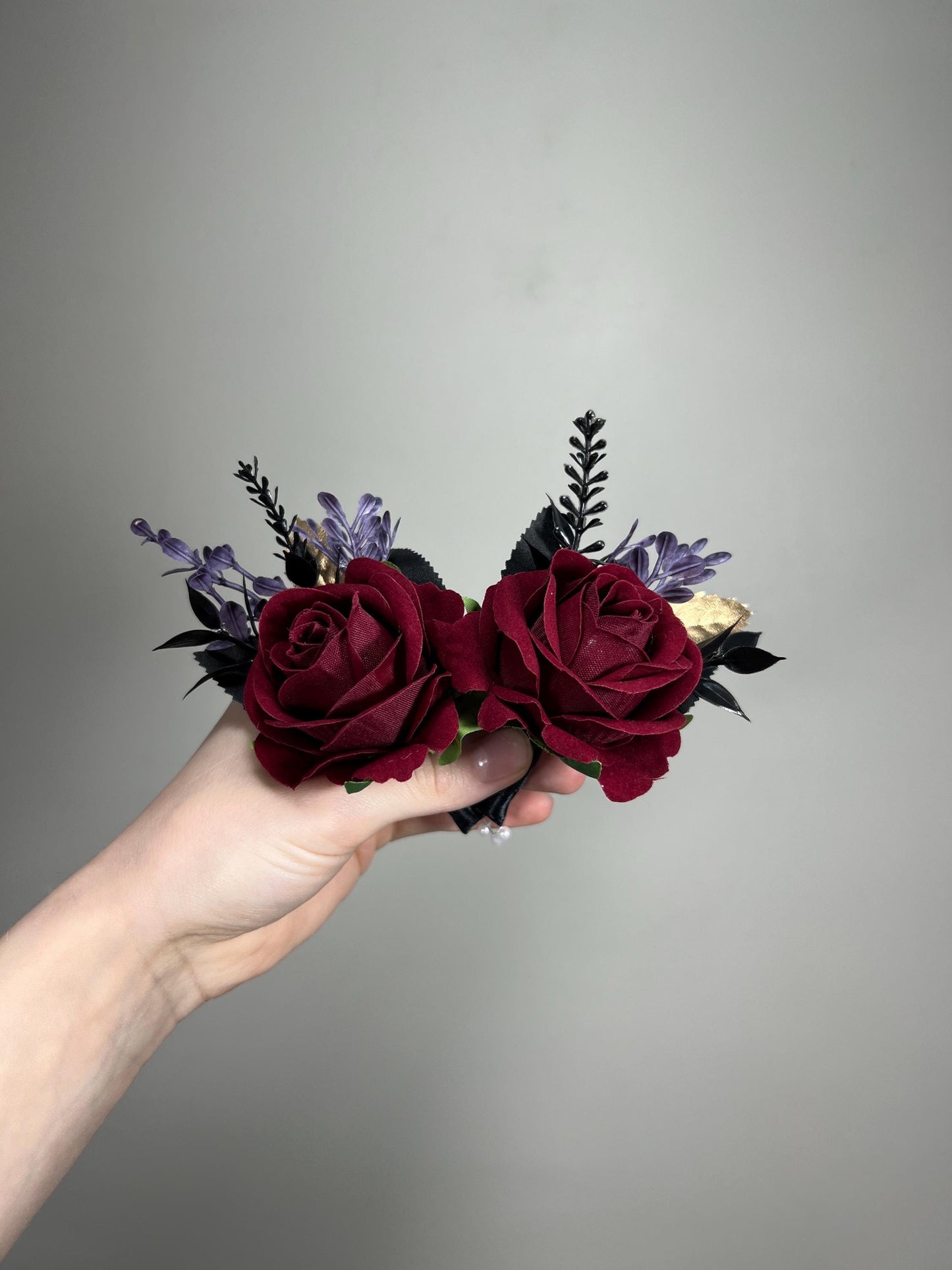 Black Burgundy Bouquet Wedding Bridal Purple Black Bouquet Gothic Black Burgundy Purple Bouquet Bridesmaids Plum Gold Artificial Flower
