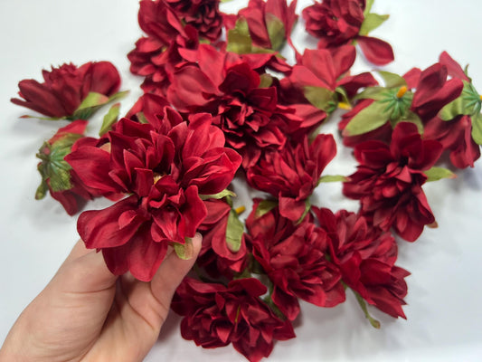 Burgundy Flower Head Wedding Decor Burgundy 3" Dahlia Small Flower Head Wedding DIY Craft Supplies Wedding Burgundy Flower Head Home Decor
