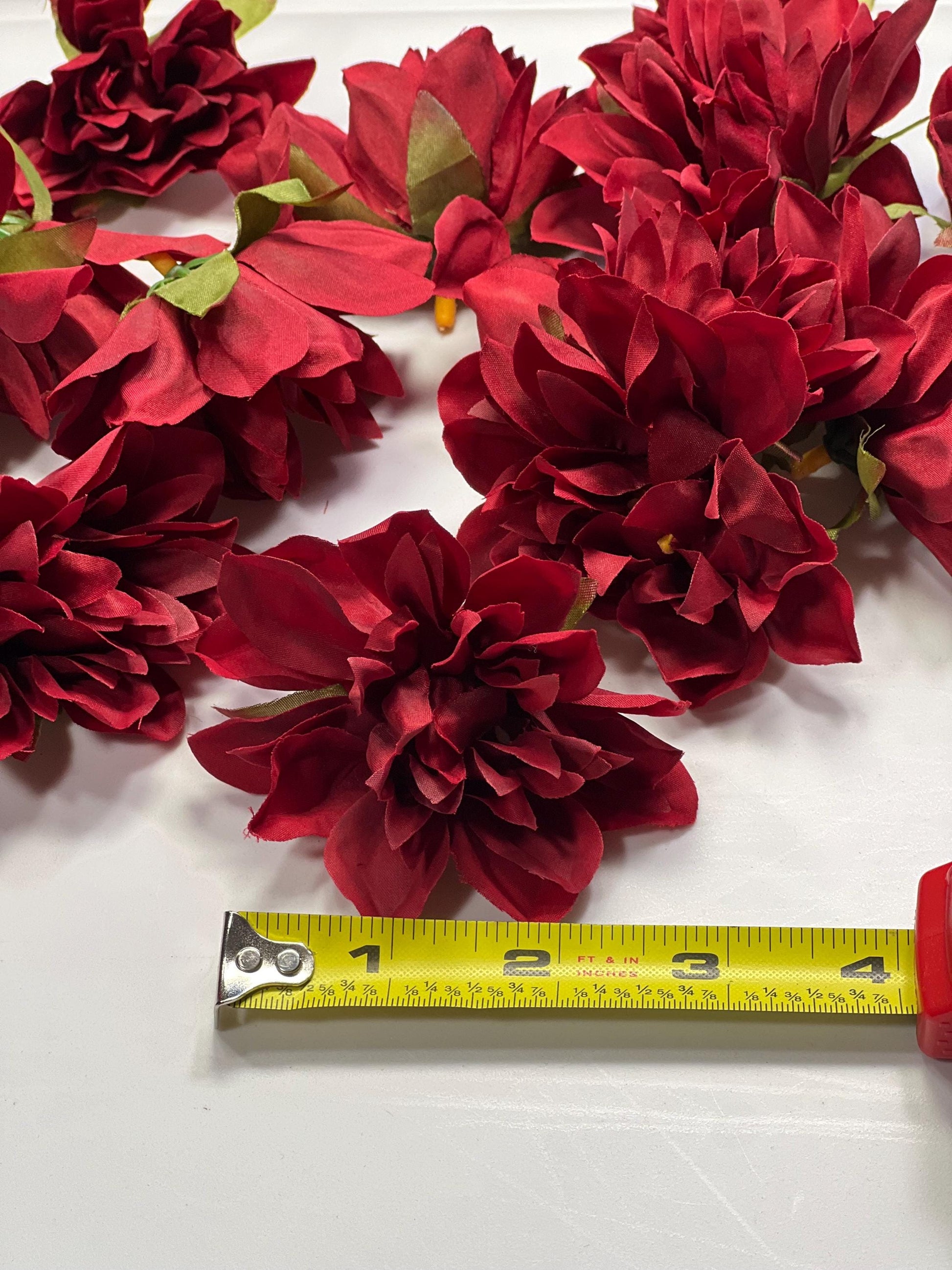 Burgundy Flower Head Wedding Decor Burgundy 3" Dahlia Small Flower Head Wedding DIY Craft Supplies Wedding Burgundy Flower Head Home Decor