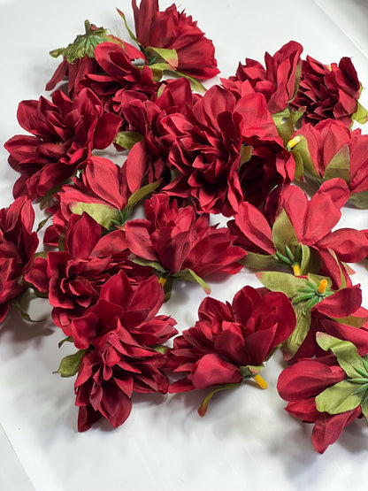 Burgundy Flower Head Wedding Decor Burgundy 3" Dahlia Small Flower Head Wedding DIY Craft Supplies Wedding Burgundy Flower Head Home Decor