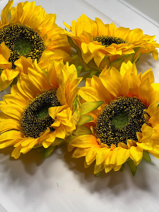Sunflower Head Flower Artificial Wedding Sunflower Head 5 inch Flower Head Sunflower DIY Wedding Supplies Craft Sunflower Big Fake Flower