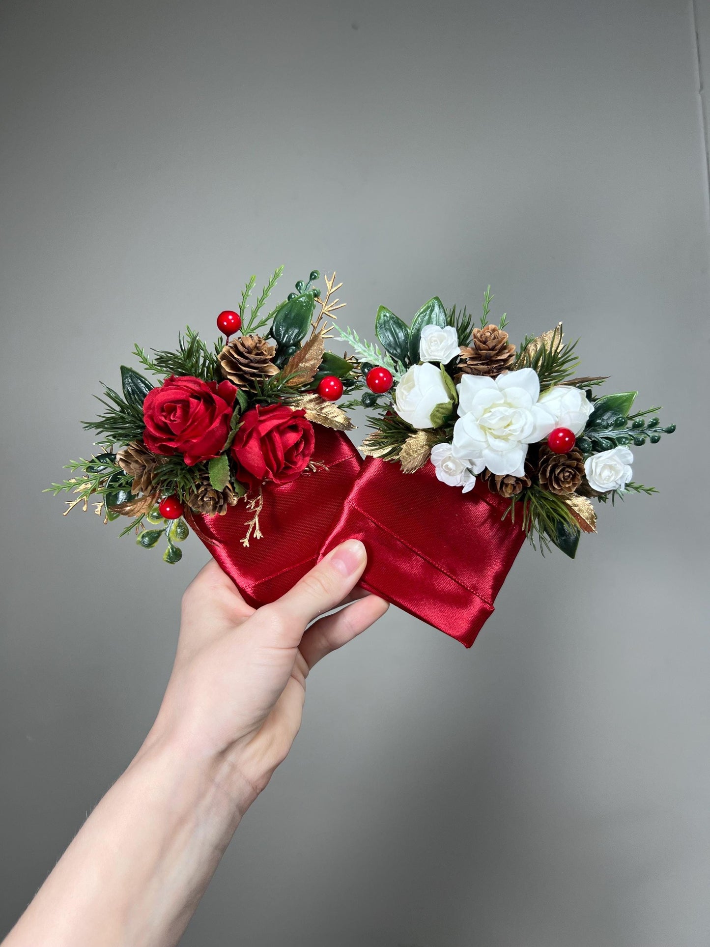 Christmas Pocket Boutonniere Wedding Red Christmas Boutonnière Square White Groom Gold Boutonniere Pocket Red White Pine Cone Boutonniere