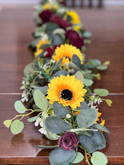 Wedding Bouquet Sunflower Boho Bridal Sunflower Wedding Burgundy Bouquet Bridesmaids Fall Decor Artificial Dried Flowers Baby Breath