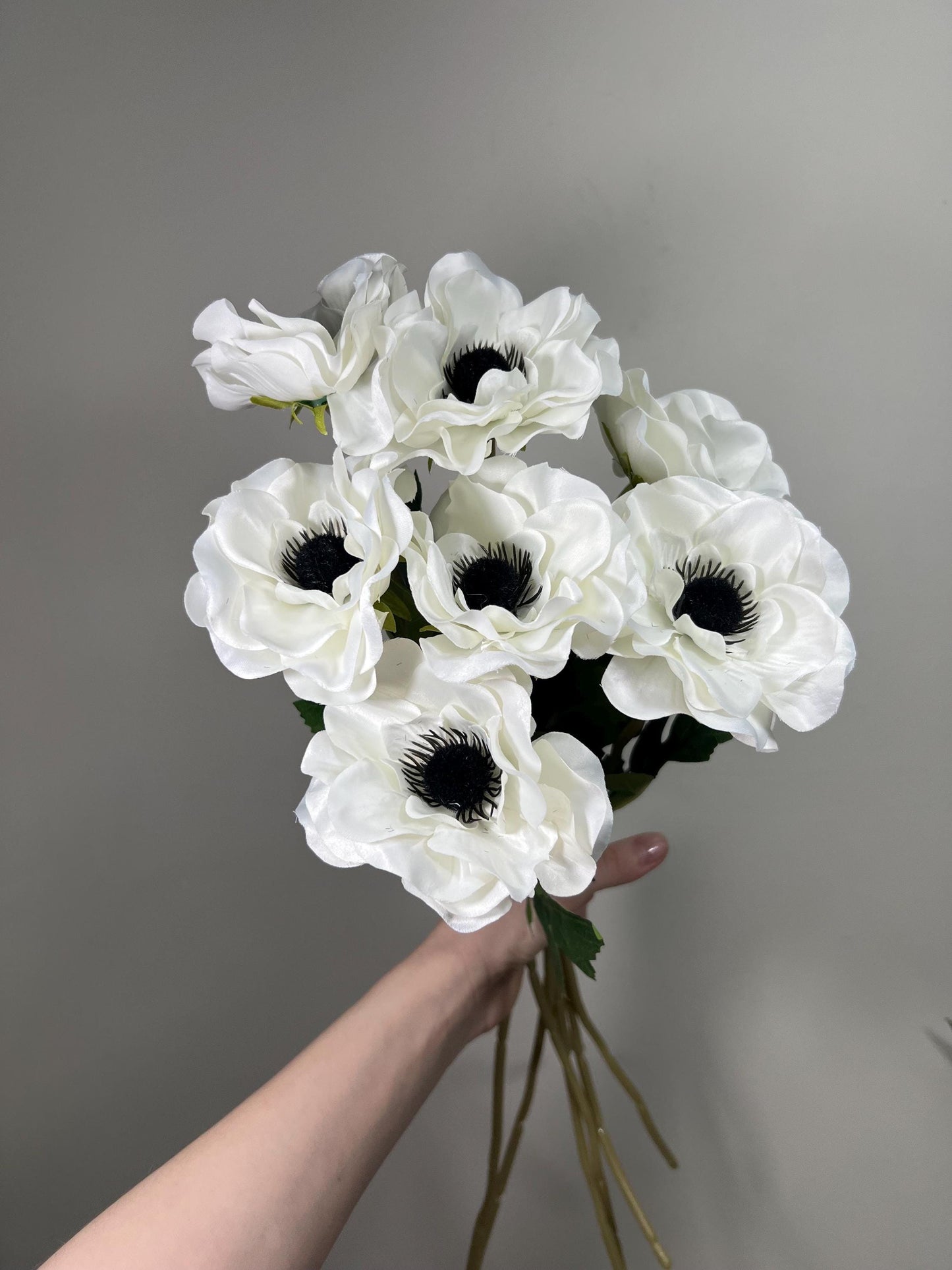 Anemone Artificial Flower Head on Stem Anemone Silk Flower Wedding Anemone White Craft Supply DIY Anemone Ivory Poppy Flower Head Anemone