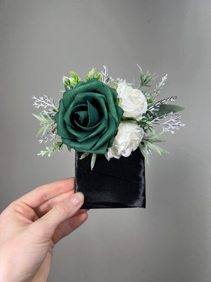 Emerald Green Pocket Boutonniere Wedding Groom Green Boutonnière Square Groomsmen Emerald Green Boutonnière Pocket Forest Green Hunter