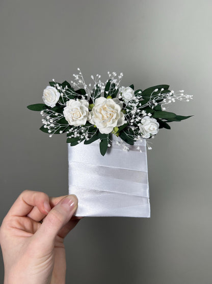 Pocket Boutonniere Wedding White Eucalyptus Square Boutonniere Groom Baby Breath Pocket White Boutonniere Rustic Wedding Boutonnière