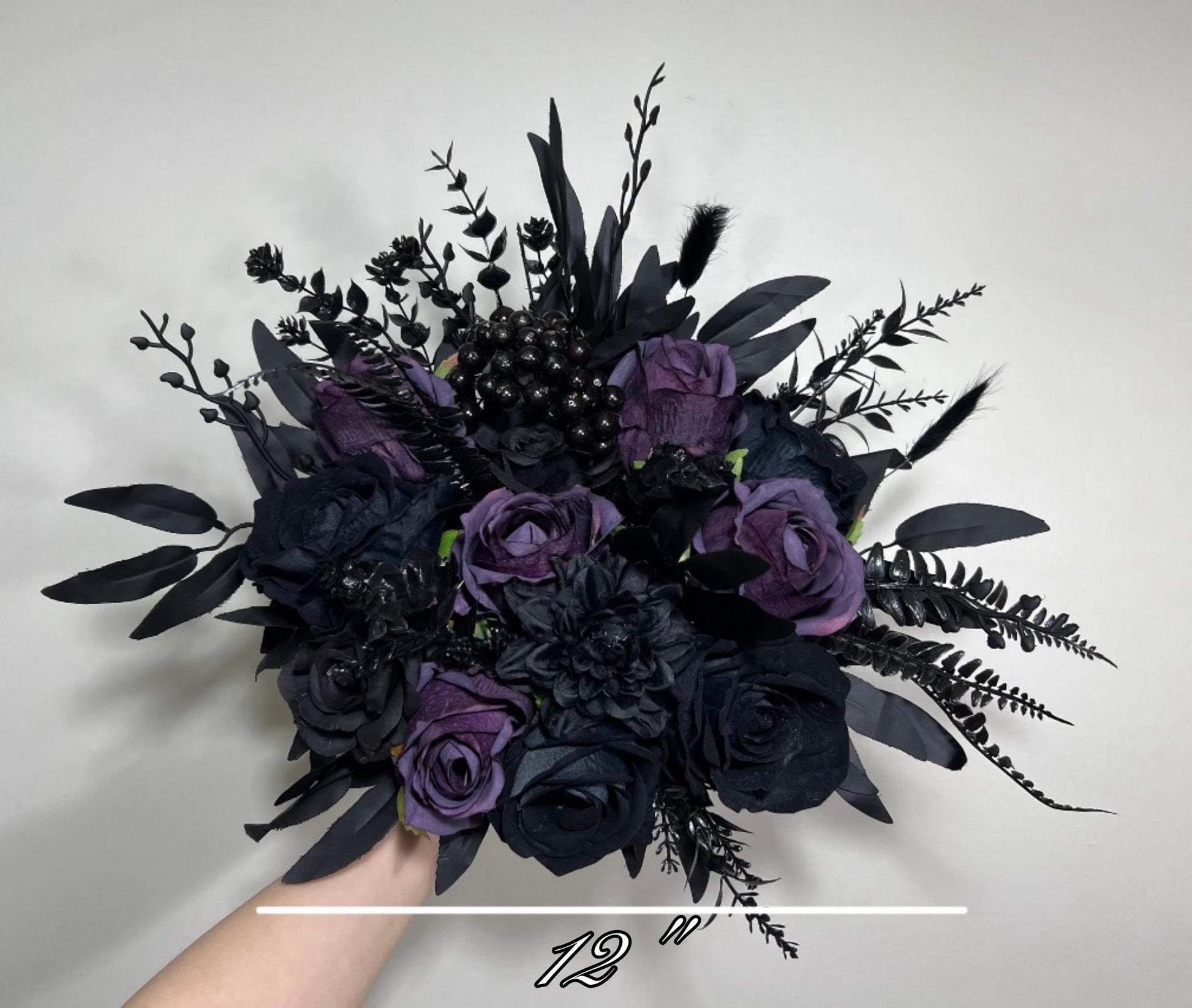 Black Bouquet Wedding Dark Purple Bridal Wedding Gothic Bouquet Black Decor Purple Black Bridesmaids Bouquet Plum Artificial Flower