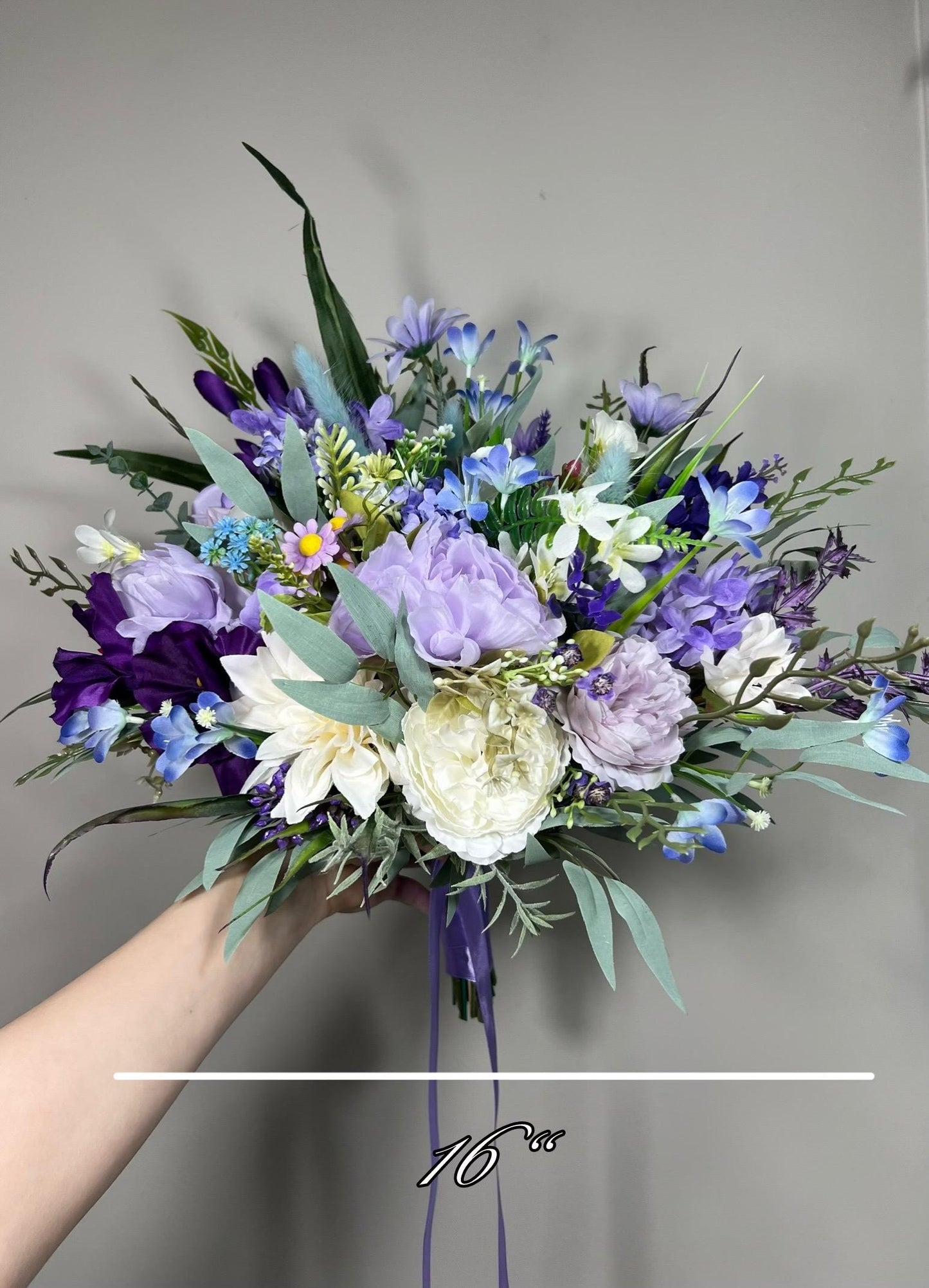 Wild Flower Bouquet Wedding Bridal Purple Bouquet Lavender Plum Bridesmaids Bouquet Dark Purple White Bouquet Blue Wildflowers Spring