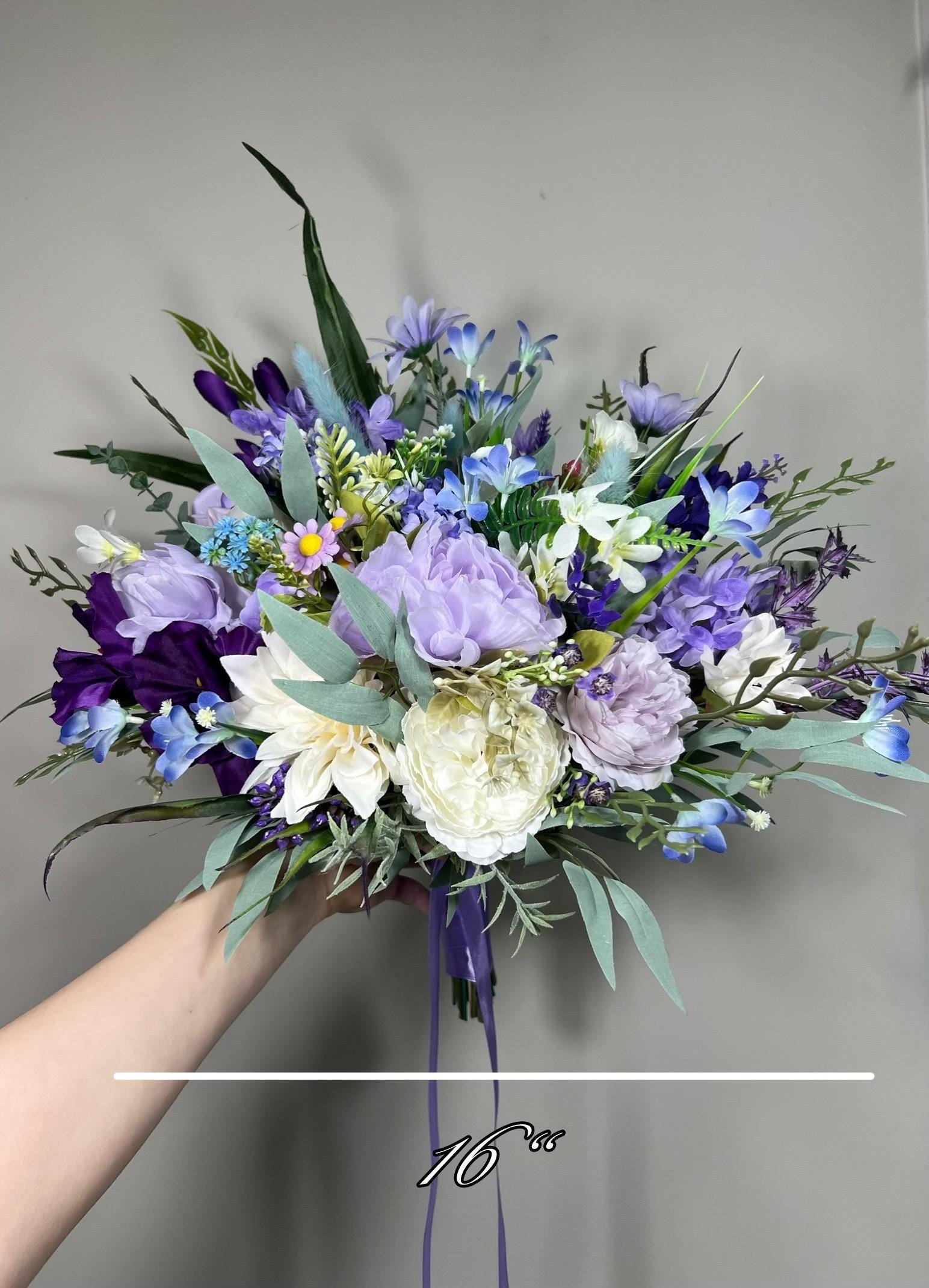 Wild Flower Bouquet Wedding Bridal Purple Bouquet Lavender Plum Bridesmaids Bouquet Dark Purple White Bouquet Blue Wildflowers Spring Lilac