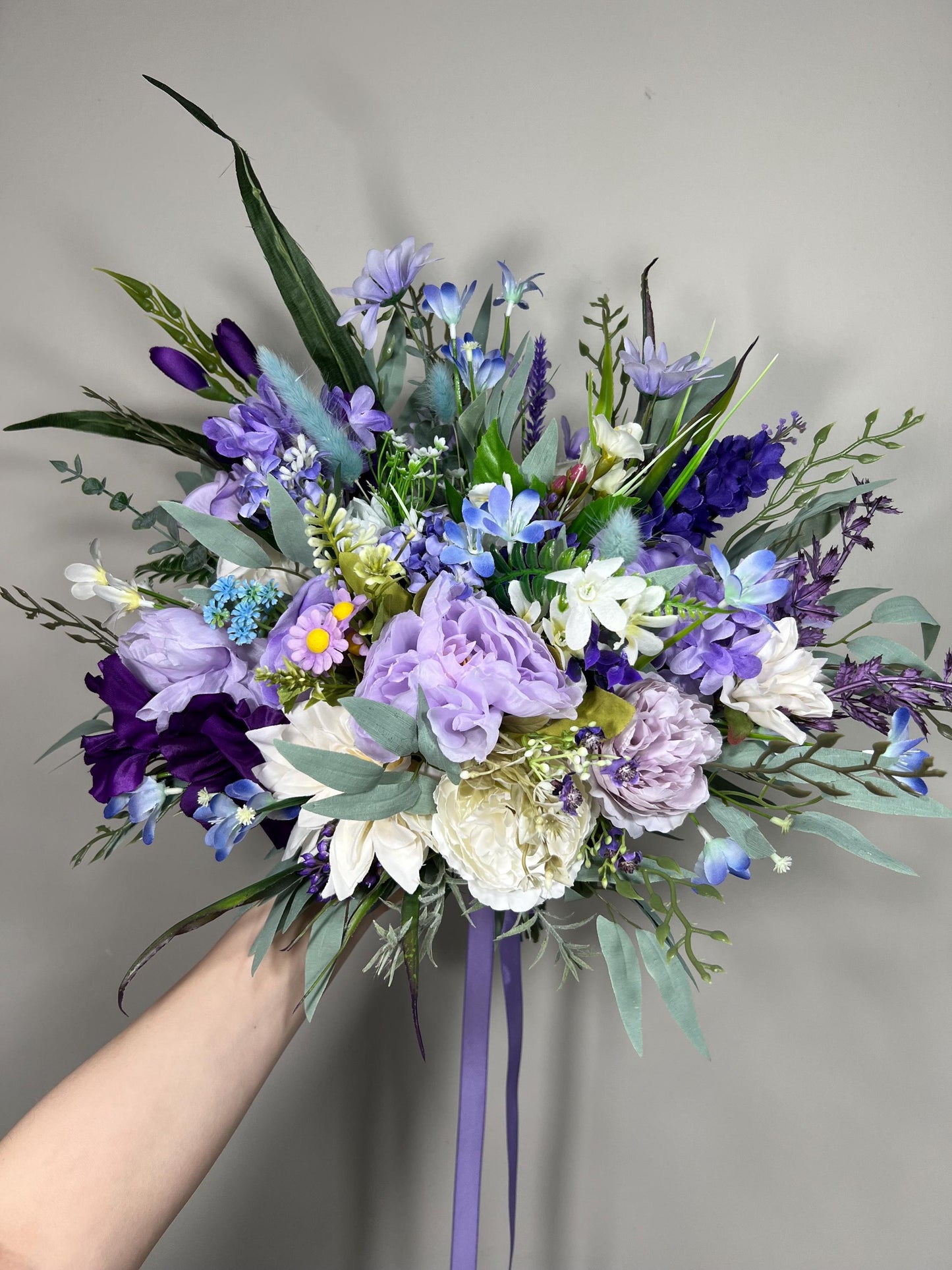 Wild Flower Bouquet Wedding Bridal Purple Bouquet Lavender Plum Bridesmaids Bouquet Dark Purple White Bouquet Blue Wildflowers Spring