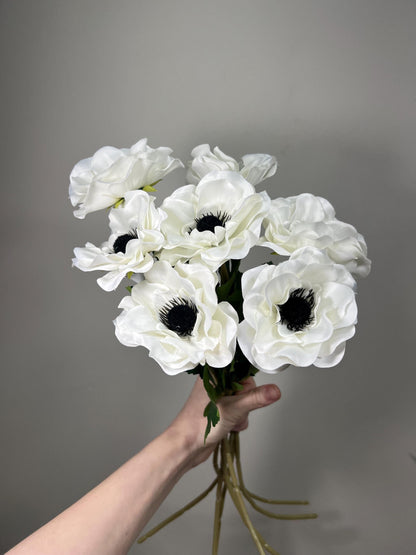 Anemone Artificial Flower Head Anemone Silk Flower Wedding Anemone White Craft Supply Wedding Anemone Ivory Poppy Flower Head Anemone Stem