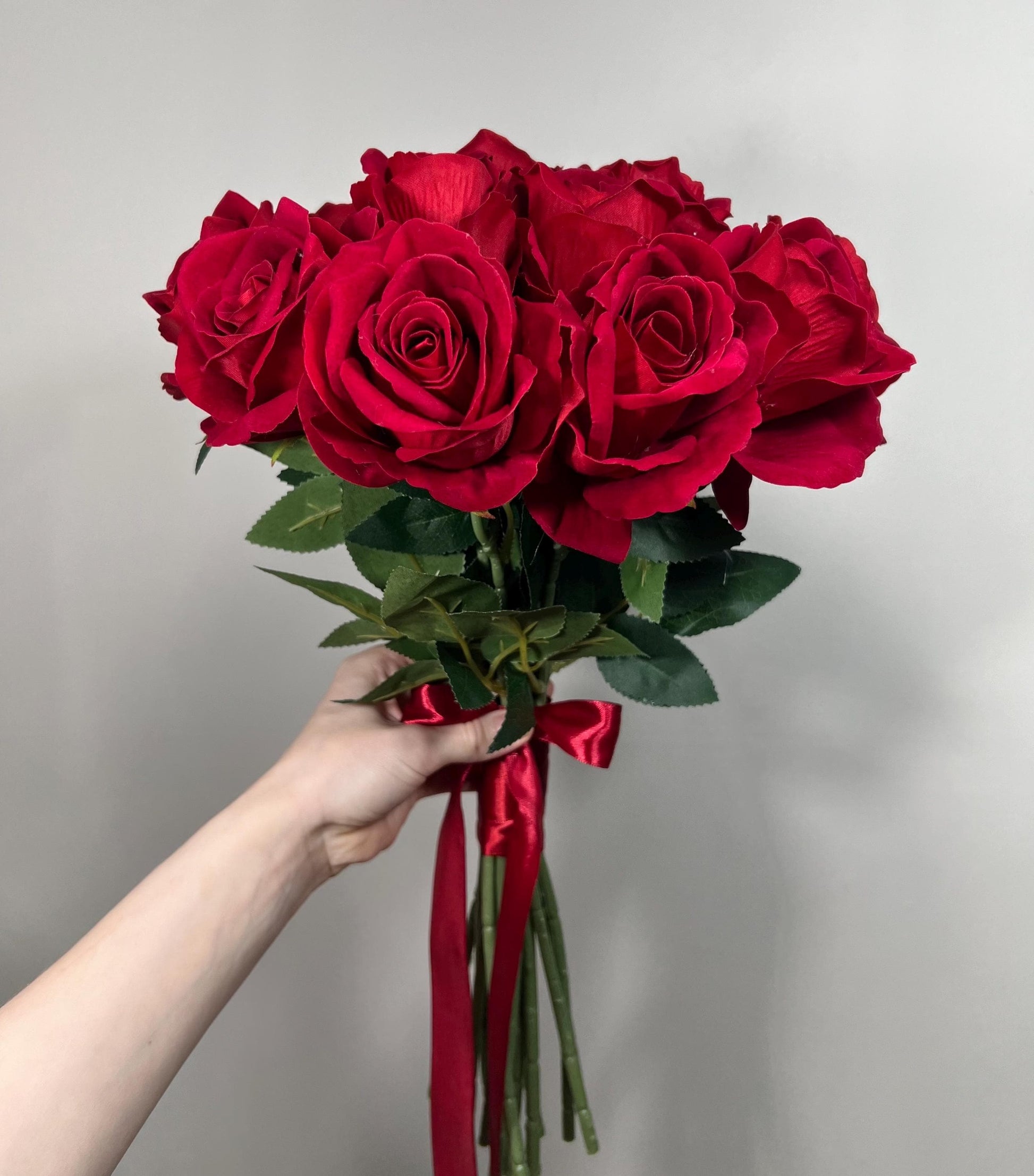 Red Bouquet Wedding Bridal Dark Red Bouquet Bridesmaids Red Bouquet Artificial Flower