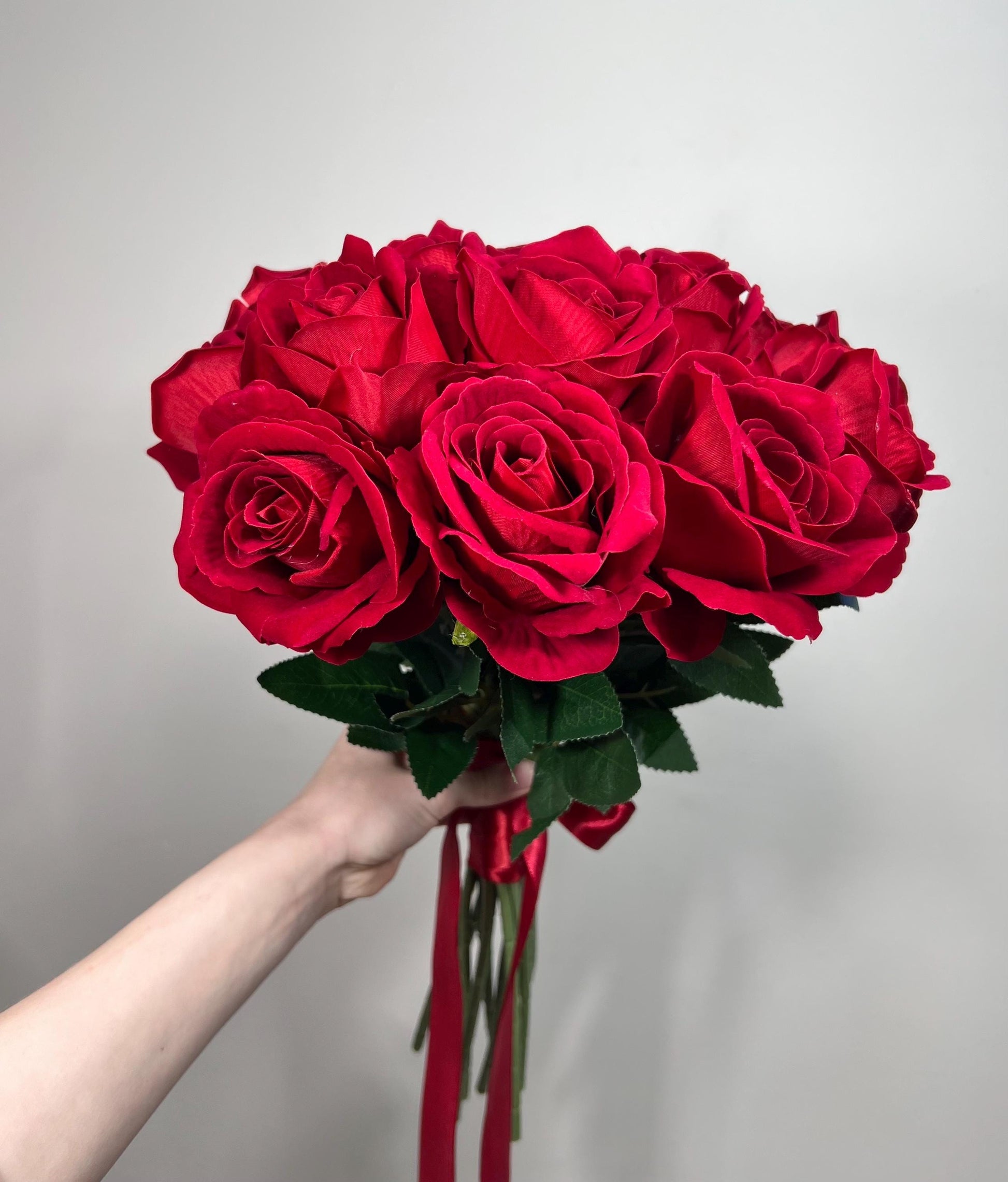 Red Bouquet Wedding Bridal Dark Red Bouquet Bridesmaids Red Bouquet Artificial Flower