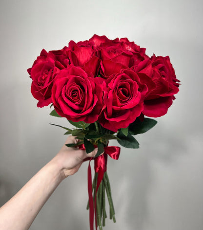 Red Bouquet Wedding Bridal Dark Red Bouquet Bridesmaids Red Bouquet Artificial Flower