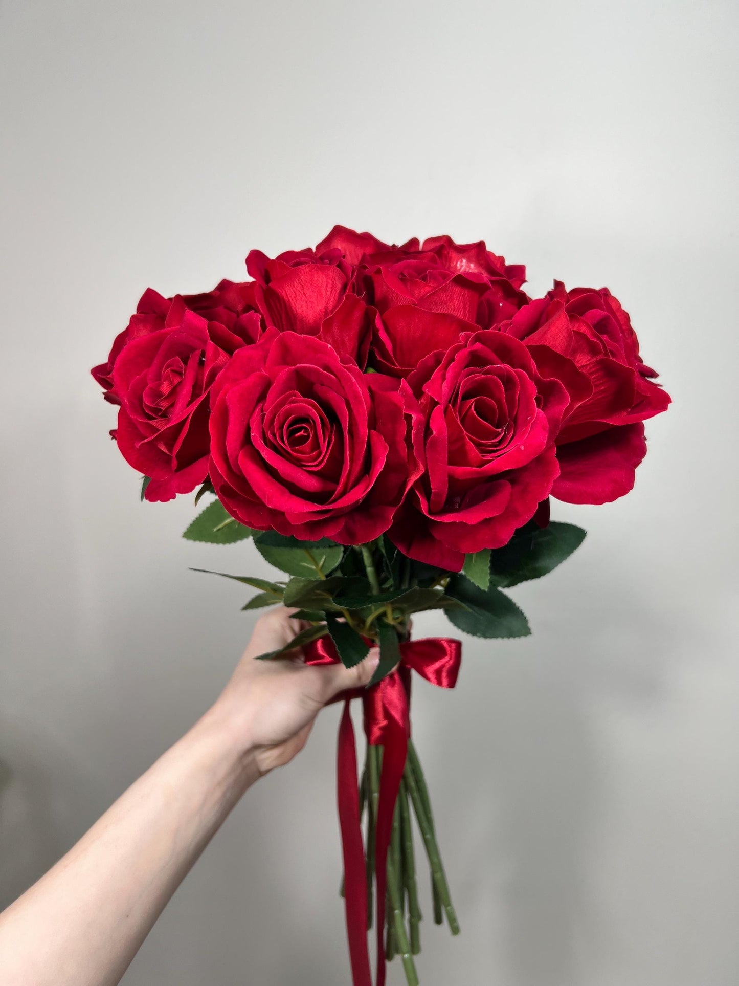 Red Bouquet Wedding Bridal Dark Red Bouquet Bridesmaids Red Bouquet Artificial Flower