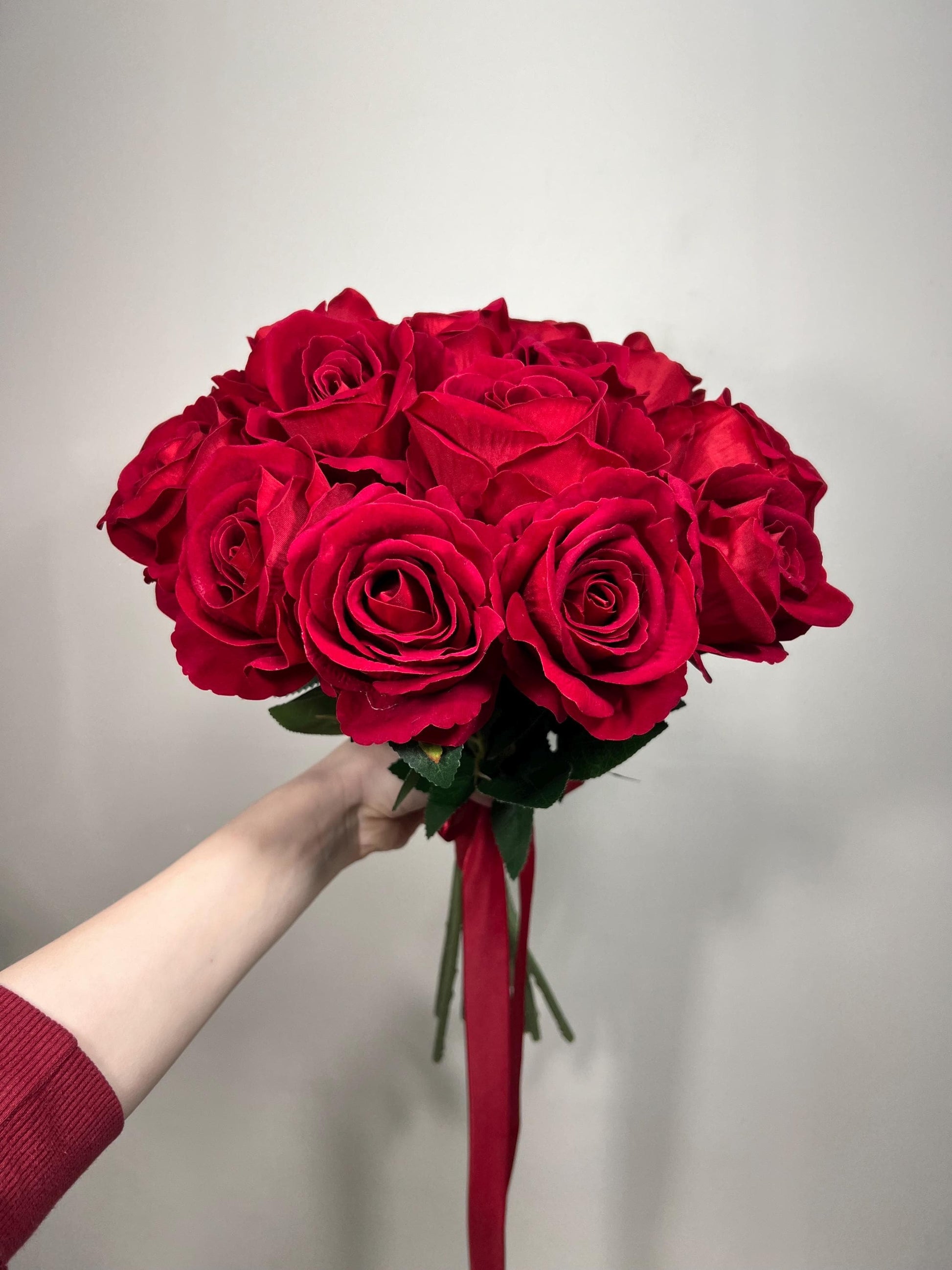 Red Bouquet Wedding Bridal Dark Red Bouquet Bridesmaids Red Bouquet Artificial Flower