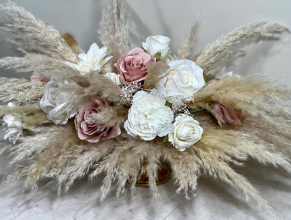 Wedding Centerpiece Dusty Rose Boho Table Decor White Centerpiece Pink Wedding Table Centerpiece Pampas Grass Artificial Flower Dried
