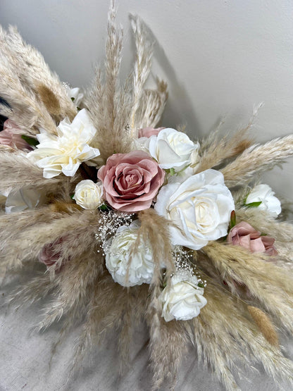 Wedding Centerpiece Dusty Rose Boho Table Decor White Centerpiece Pink Wedding Table Centerpiece Pampas Grass Artificial Flower Dried