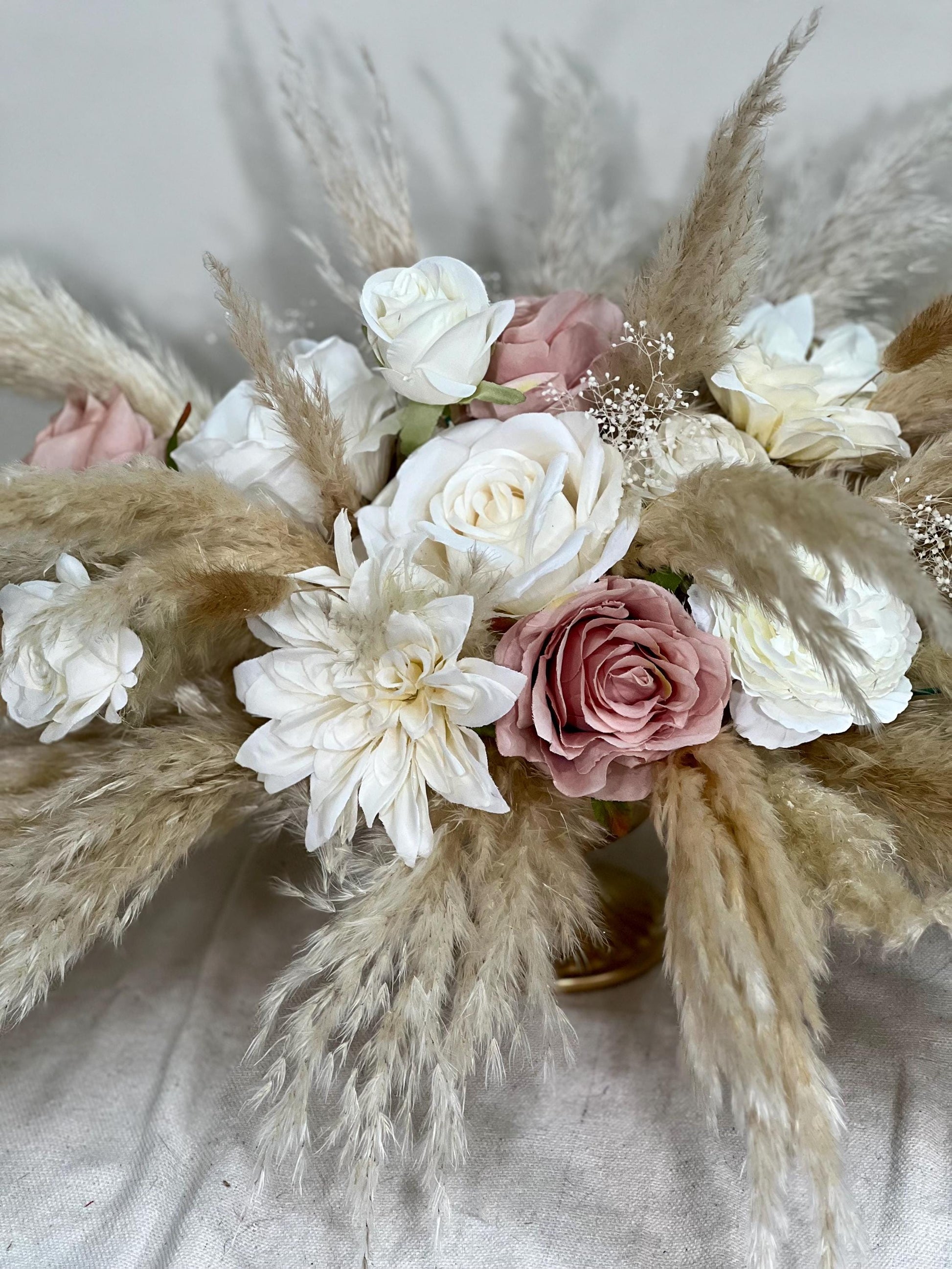 Wedding Centerpiece Dusty Rose Boho Table Decor White Centerpiece Pink Wedding Table Centerpiece Pampas Grass Artificial Flower Dried