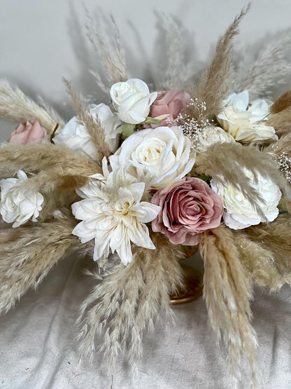 Wedding Centerpiece Dusty Rose Boho Table Decor White Centerpiece Pink Wedding Table Centerpiece Pampas Grass Artificial Flower Dried