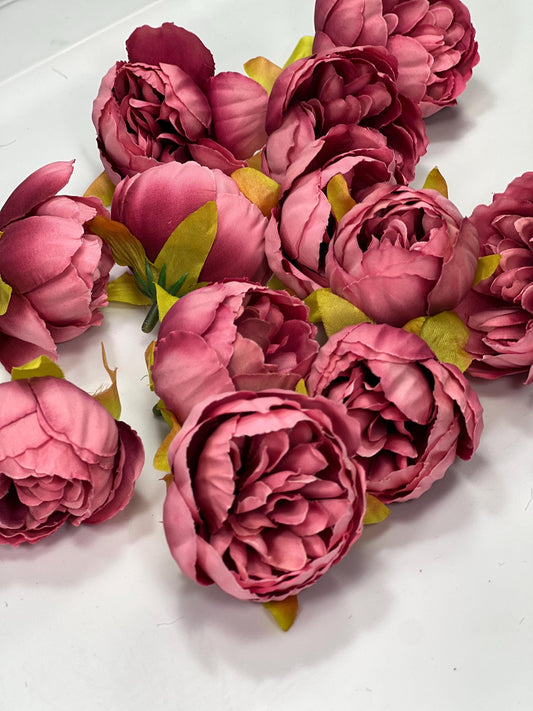 Pink Flower Head Wedding Fushia Artificial Flower Hot Pink Peony Flower Mauve Head Maroon Craft Supplies Wedding Dark Pink Flower Head DIY