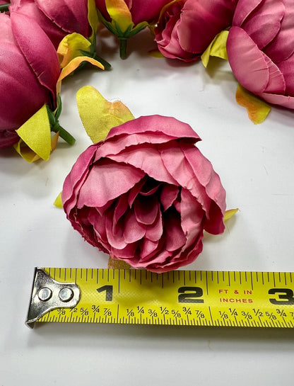 Pink Flower Head Wedding Fushia Artificial Flower Hot Pink Peony Flower Mauve Head Maroon Craft Supplies Wedding Dark Pink Flower Head DIY