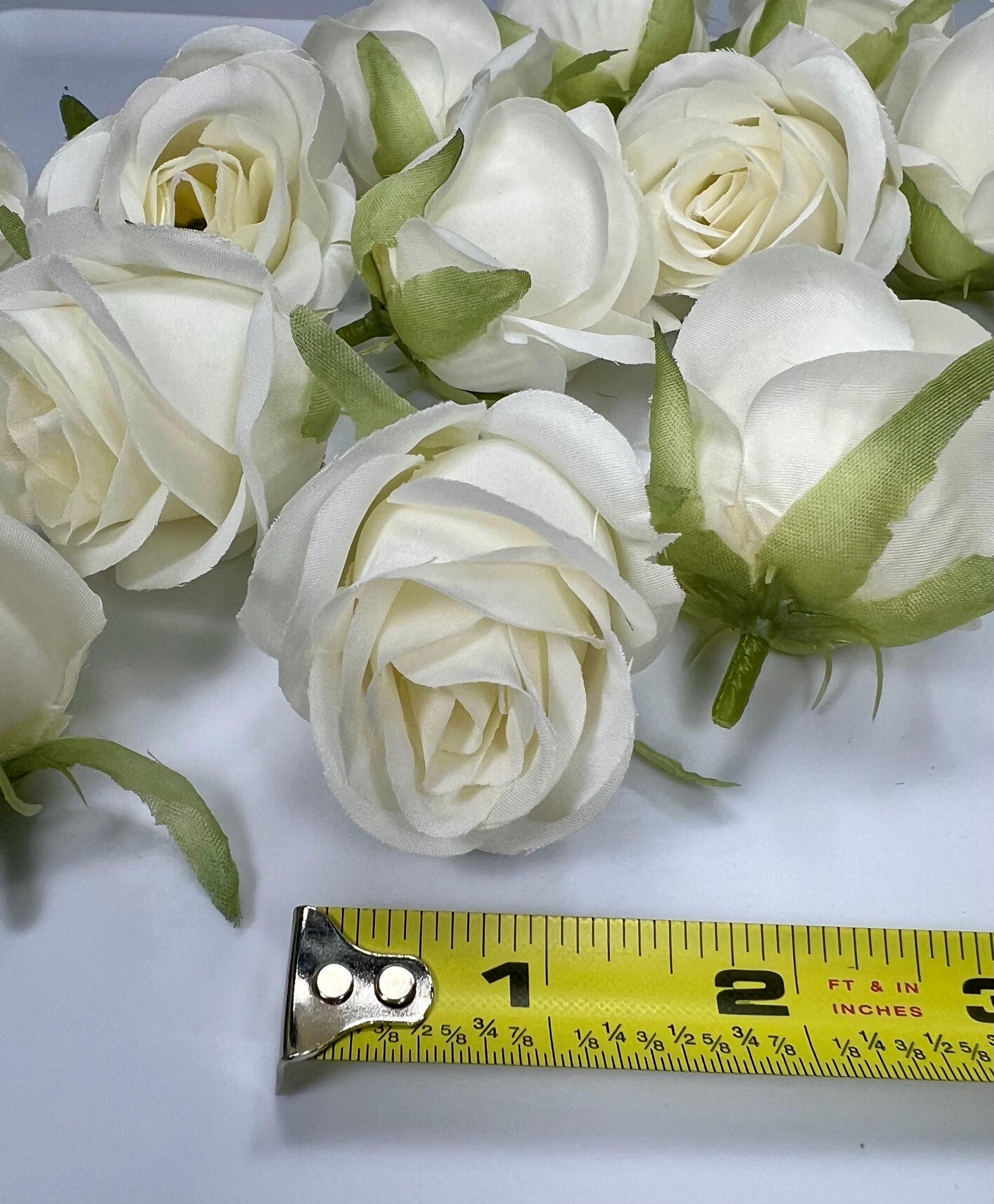 White Flower Head 1.5" Wedding Artificial Rose White Flower Small Wedding Supplies Craft Ivory Artificial Head Rose White DIY Faux Rose