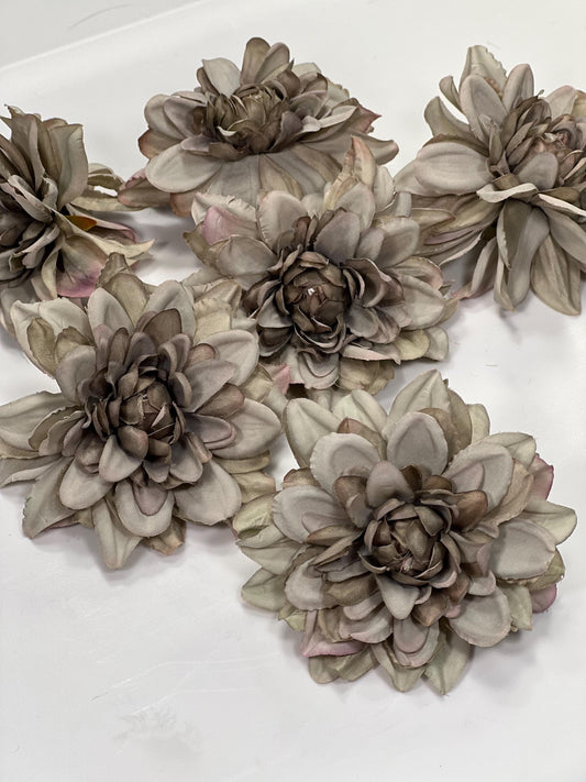Gray Flower Head Artifical Wedding Gray Flower Heads Dahlia Wedding Craft Supplies Dark Gray Flower Head Faux Dahlia DIY Flower