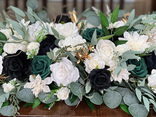 Emerald Green Centerpiece Wedding Sweetheart White Black Home Decor Table Runner White Emerald Green Hunter Wedding Altar Mantle