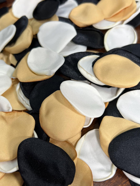 Black White Gold Petals Wedding Decor Black Ivory Flower Girl Petals Wedding Aisle Decor Flower Petals Gold Black White Ceremony Confetti