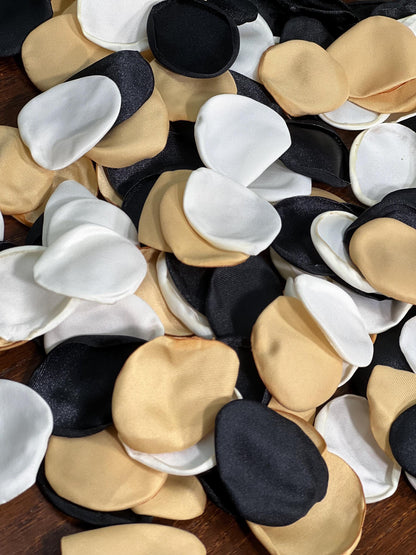 Black White Gold Petals Wedding Decor Black Ivory Flower Girl Petals Wedding Aisle Decor Flower Petals Gold Black White Ceremony Confetti