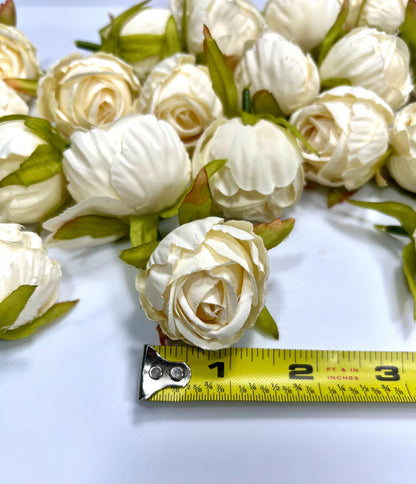 Ivory Flower Head 1.5" Wedding Artificial Flower Ivory Peony Flower Head Wedding Supplies Craft Ivory Peonies Artificial Head Rose DIY Faux