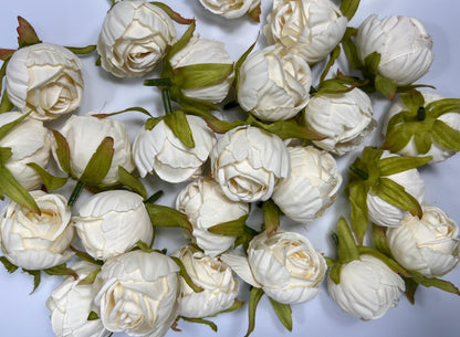 Ivory Flower Head 1.5" Wedding Artificial Flower Ivory Peony Flower Head Wedding Supplies Craft Ivory Peonies Artificial Head Rose DIY Faux