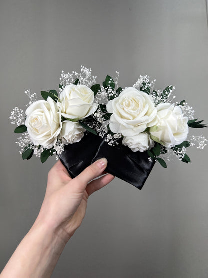 White Pocket Boutonniere Wedding Eucalyptus Groom Boutonnière Ivory Square Groomsmen Greenery Pocket Boutonniere Baby Breath