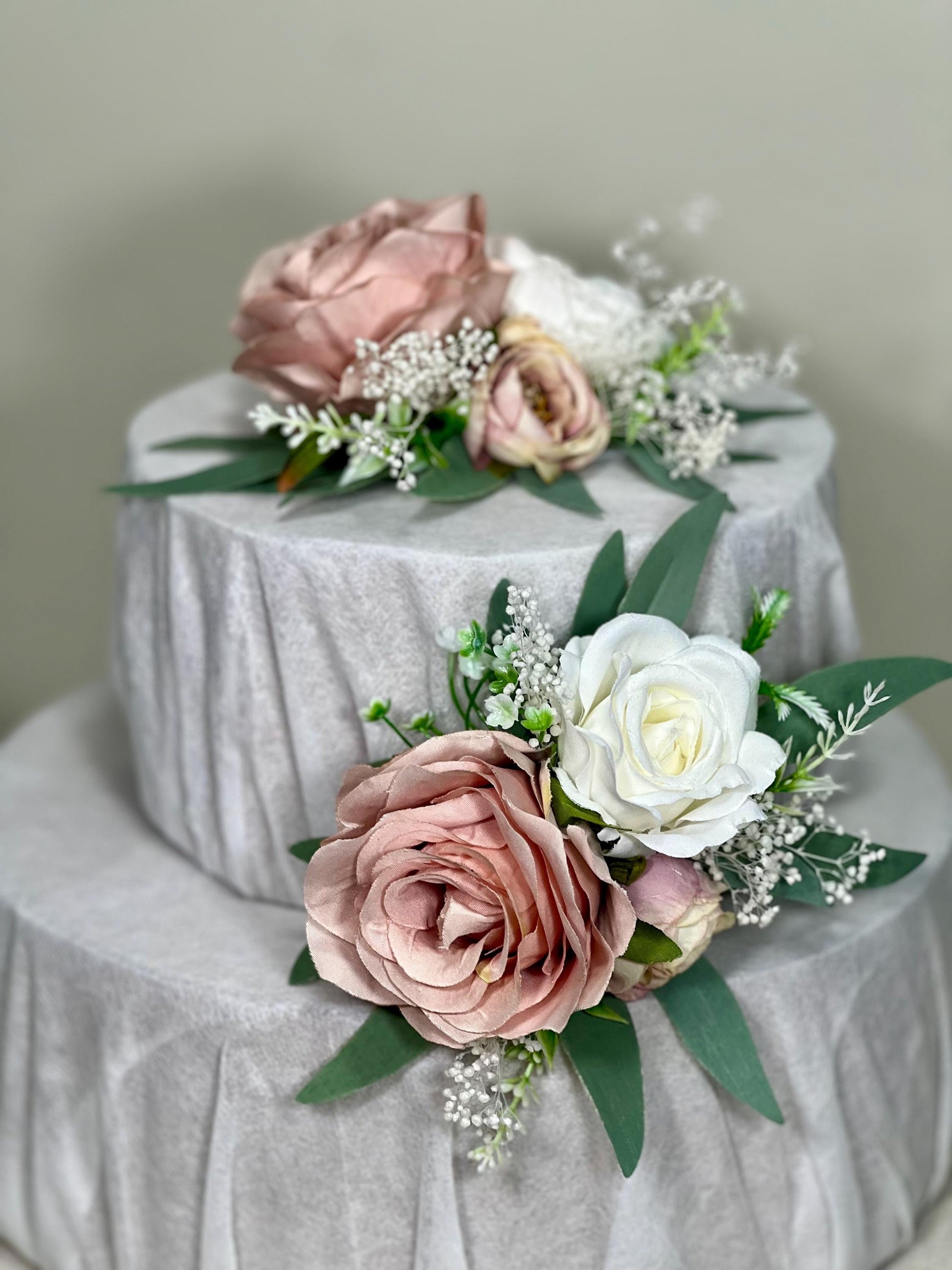 Dusty Rose Cake Decor Wedding Dusty Rose Flower Cake Arrangement White Dusty Rose Cake Decoration Pink White Cake Topper Flower Dusty Rose