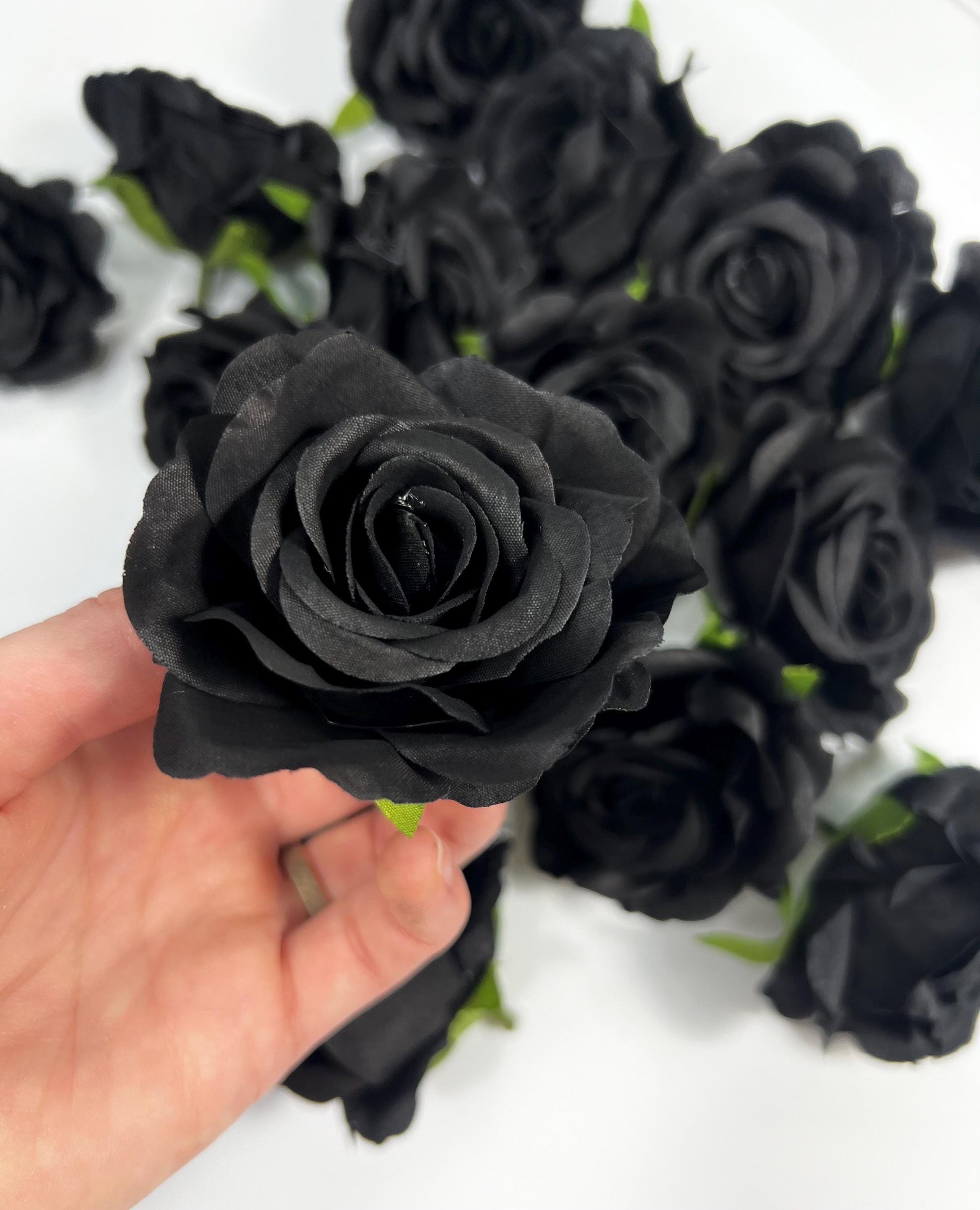 Black Rose Head Artificial 2” Wedding Black Rose Small Flower Heads Black Wedding Supplies Craft Black Roses Silk DIY Black Flower Heads