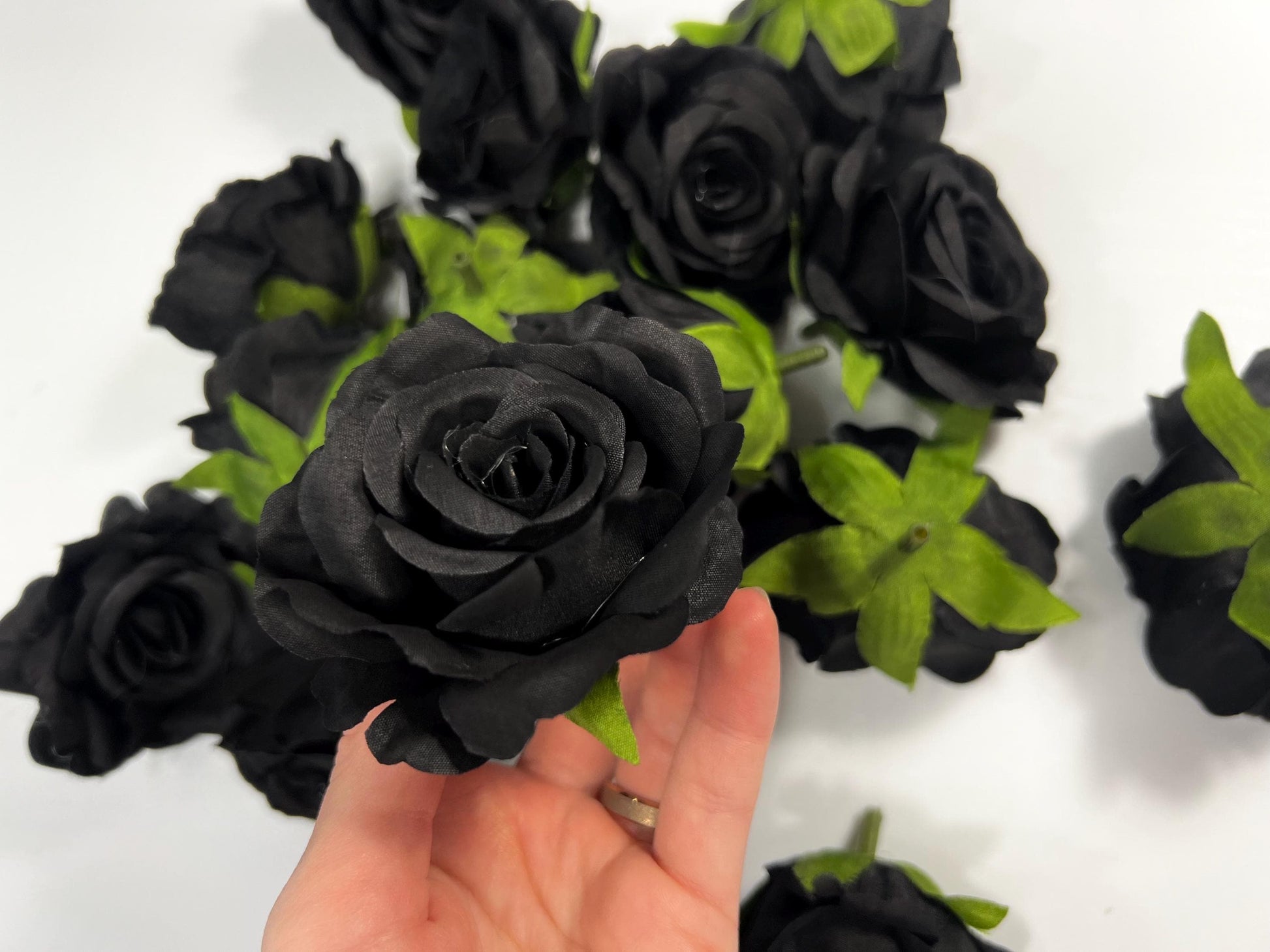Black Rose Head Artificial 2” Wedding Black Rose Small Flower Heads Black Wedding Supplies Craft Black Roses Silk DIY Black Flower Heads