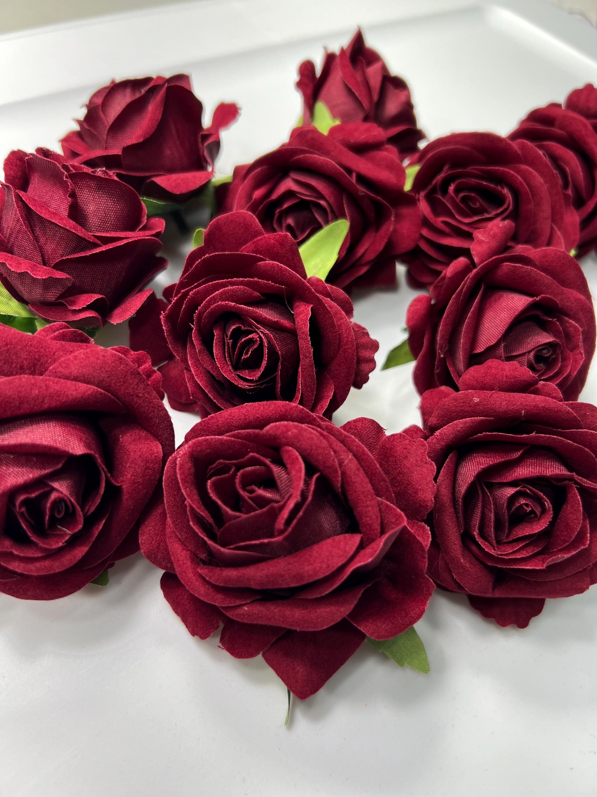 Burgundy Rose Head 2" Wedding Decor Velvet Burgundy Rose Small Maroon Wedding DIY Craft Supplies Wedding Rose Head Wine Red Home Decor