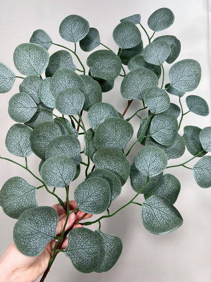 Round Artificial Eucalyptus Branch Sage Greenery Eucalyptus Stems Leaves Décor Wedding Sage Greenery Faux Eucalyptus Craft Supplies Wedding