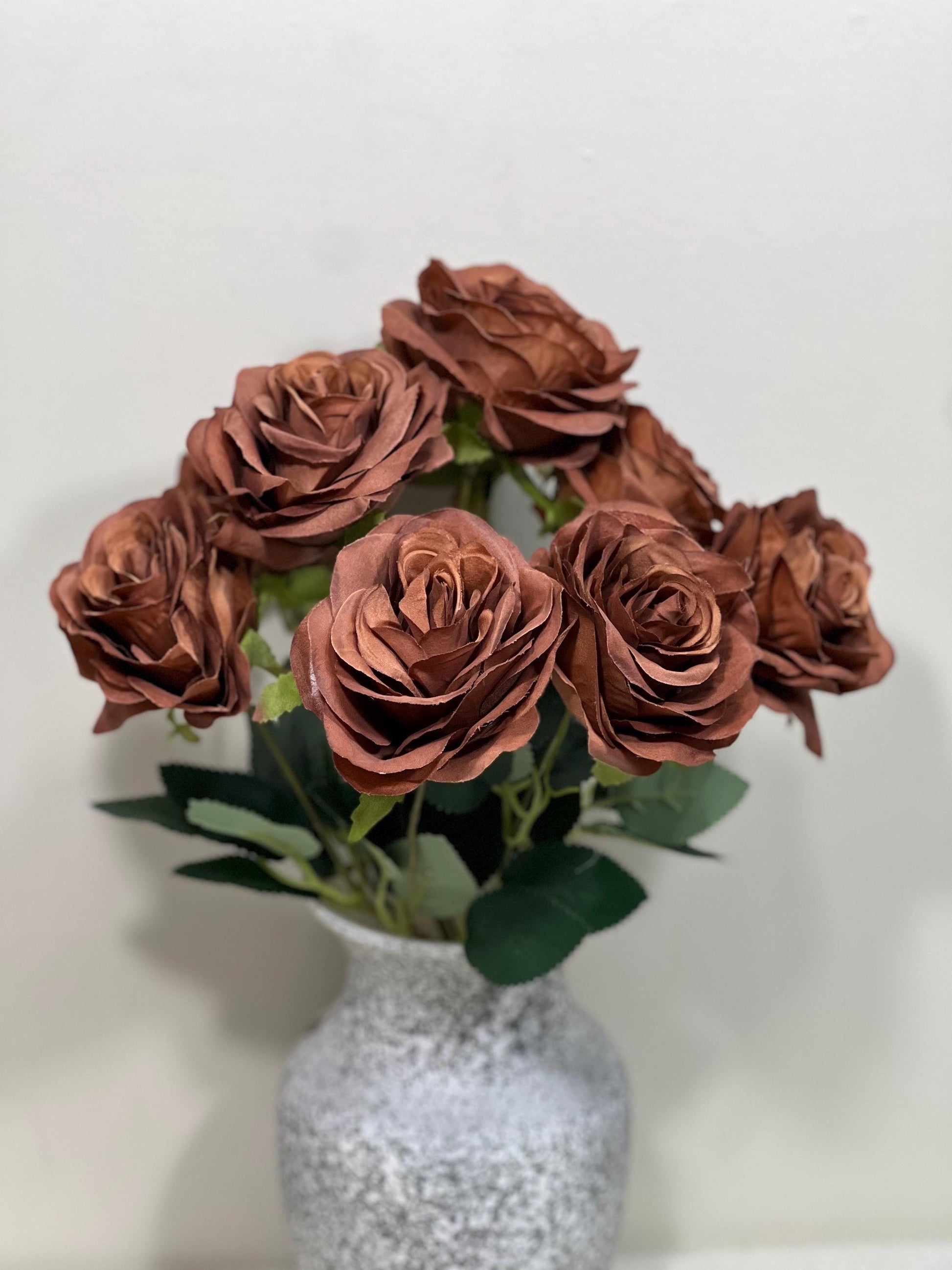Brown Flowers 1 Bundle Artificial Terracotta Flowers Wedding Chocolate Brown Flowers Silk Bouquet Rust Flower Heads with Stems Terracotta