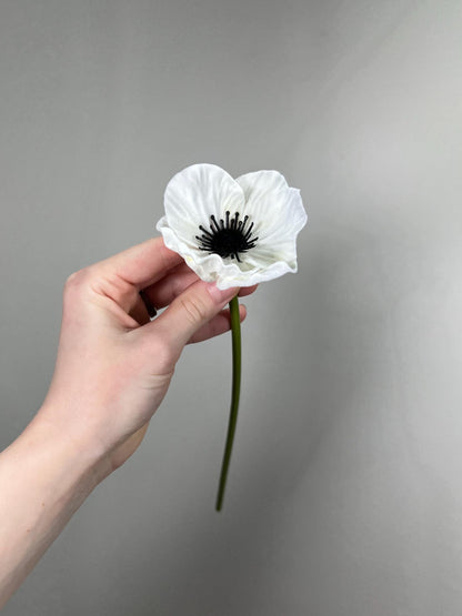 Anemone Artificial Flower Wedding Anemone White Flower Heads with Stems Anemone White Flower Wedding Supply Anemone Flowers Poppy Real Touch