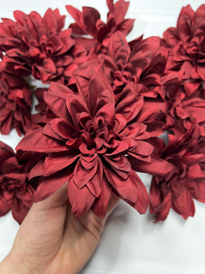 Burgundy Flower Head 4” Wedding Artificial Burgundy Flower Head Craft Supplies Wedding Burgundy Dahlia Heads DIY Home Decor Burgundy Flower